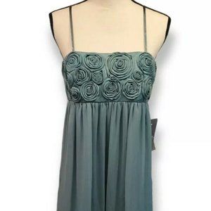 Max & Cleo Green Rosette Midi Dress – Size 12, Spaghetti Strap, NWT